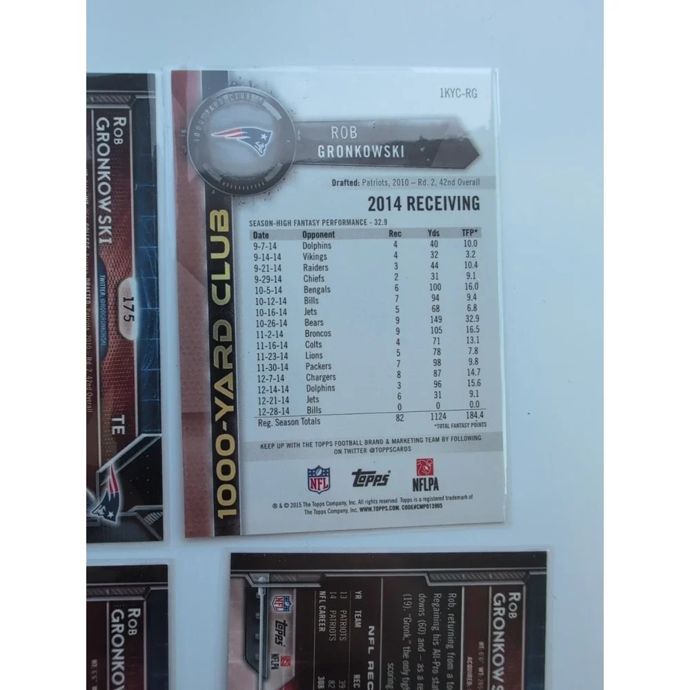 2015 Topps‎ Rob Gronkowski Lot of 8 New England Patriots TE 87 Cards - 1000 Yard